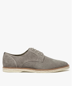 derbies homme dessus cuir et semelle ornee de corde gris8419901_1