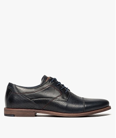 derbies homme avec dessus cuir lisse et cuir texture bleu chaussures de ville8420401_1