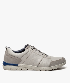 baskets homme confort avec dessus cuir graine et velours gris baskets et tennis8421401_1