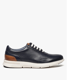 baskets homme avec dessus cuir texture bleu8421701_1