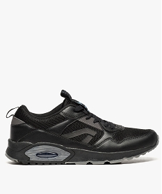 GEMO Baskets pour homme en mesh et simili cuir avec large semelle à bulle noir standard