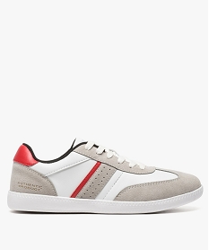 GEMO Baskets homme matière lisse et suédine blanc standard