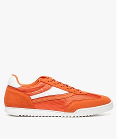 GEMO Baskets homme à lacets empiècements bi-matières orange standard