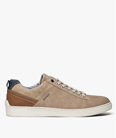 GEMO Baskets homme multimatières avec fermeture lacets beige standard