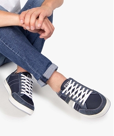 GEMO Tennis homme style baskets de ville multimatières à lacets Blanc