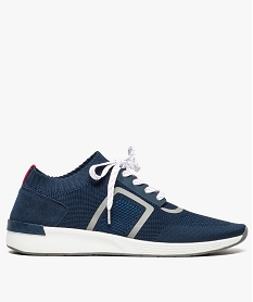 GEMO Baskets en toile ultra légères pour homme avec col chaussette Bleu