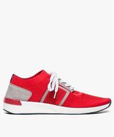 GEMO Baskets en toile ultra légères pour homme avec col chaussette rouge standard