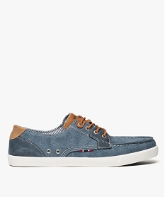 GEMO Chaussures bateau en toile avec lacets contrastants Bleu