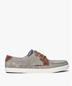 GEMO Chaussures bateau en toile avec lacets contrastants Gris