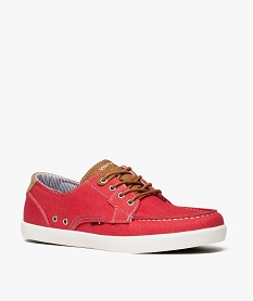 chaussures bateau en toile avec lacets contrastants rouge mocassins et chaussures bateaux8427801_2