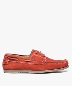 chaussures bateau homme en cuir unies a lacets rouge8428501_1