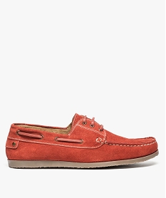 chaussures bateau homme en cuir unies a lacets rouge mocassins et chaussures bateaux8428501_1