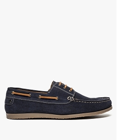 chaussures bateau homme en cuir unies a lacets bleu mocassins et chaussures bateaux8428701_1