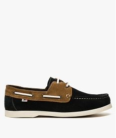 chaussures bateau homme lacees en cuir avec surpiqures bleu mocassins et chaussures bateaux8428801_1