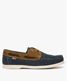 chaussures bateau homme lacees en cuir avec surpiqures bleu8428901_1