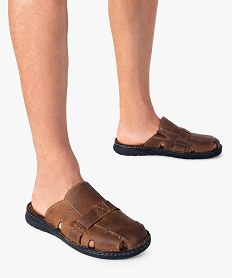 GEMO Sandales homme forme mules effet surpiqué Orange