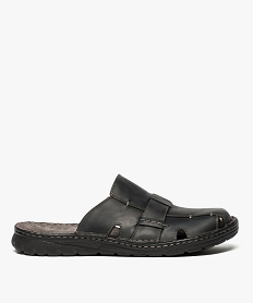 GEMO Sandales homme forme mules effet surpiqué Noir