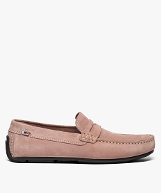 GEMO Mocassins homme dessus et intérieur cuir avec surpiqûres Rose