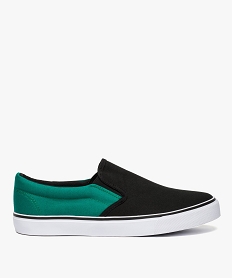 GEMO Tennis homme en toile façon slippers à élastiques Dessus bicolore vert standard