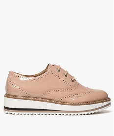 derbies femme vernis a semelle plateforme crantee rose8434801_1