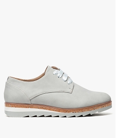 derbies femme a semelle compensee et crantee imitation liege gris8435501_1