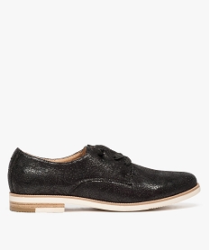 GEMO Derbies femme pailletés avec lacets élastiqués Noir