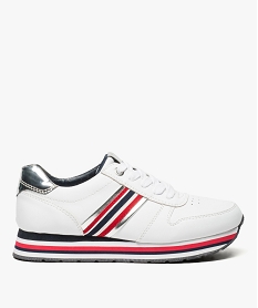 GEMO Baskets femme avec bandes et semelle multicolores blanc standard