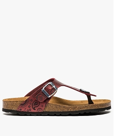 GEMO Sandales femme à entre-doigts motif cachemire métallisé rouge standard