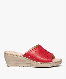 GEMO Mules confort femme à talon compensé et bout ouvert Rouge