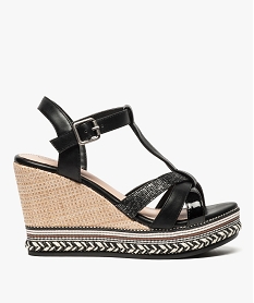 GEMO Sandales femme multimatières à talon compensé noir standard