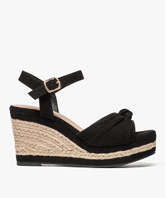 GEMO Sandales femme à talon compensé en corde et fil doré noir standard