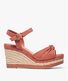 GEMO Sandales femme à talon compensé en corde et fil doré rose standard