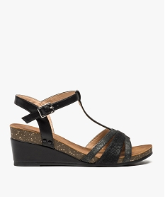 GEMO Sandales femme à talon compensé et brides irisées noir standard