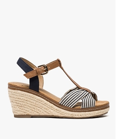 GEMO Sandales femme en toile rayée et talon compensé bleu standard