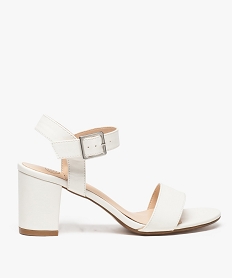 GEMO Sandales femme à talon et larges brides blanc standard