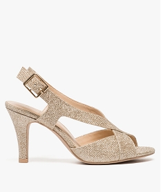 GEMO Sandales femme pailletées à talon fin dore