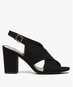 GEMO Sandales femme à talon haut et larges brides croisées Noir