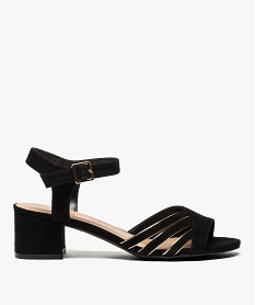 GEMO Sandales femme en suédine à petit talon carré noir standard