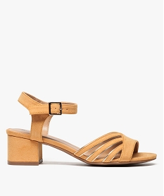 GEMO Sandales femme en suédine à petit talon carré jaune standard