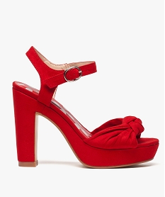 GEMO Sandales femme à talon haut inspiration rétro rouge standard