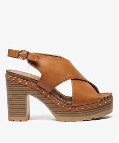 GEMO Sandales femme avec semelle plateforme et talon fantaisie Orange
