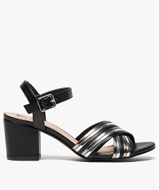 GEMO Sandales femme à talon avec brides brillantes noir standard