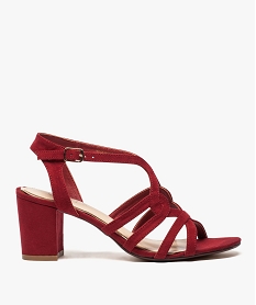 GEMO Sandales femme en suédine à talon haut et large rouge standard