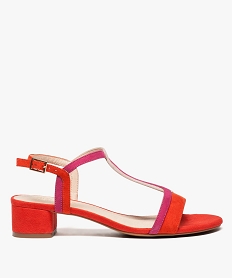 GEMO Sandales femme à petit talon et brides fines rose standard