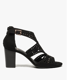 GEMO Sandales femme à talon avec dessus ajouré et double fermeture noir standard