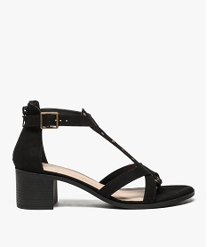 GEMO Sandales femme à brides avec clous métalliques Noir