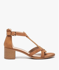 GEMO Sandales femme à brides avec clous métalliques Orange