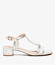 GEMO Sandales femme à petit talon et brides fines blanc standard