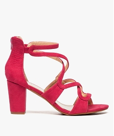 GEMO Sandales femme à talon zippé et brides entrecroisées Rose