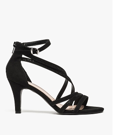 GEMO Sandales femme à talon avec fines brides brillantes noir standard